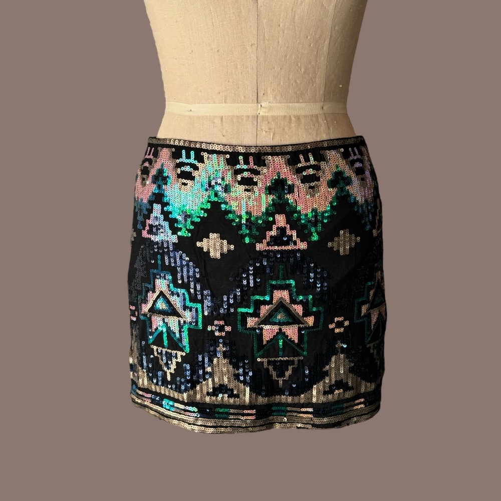 Urban Outfitters Sequin holiday Mini Skirt in Black and Green